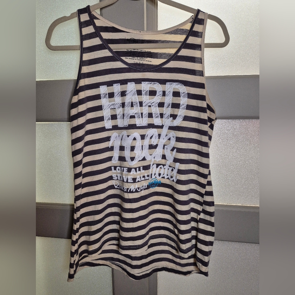 Hard Rock Cafe Blue and White Tank Top